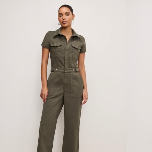 Good American Pants - NWT! GOOD AMERICAN - FIT FOR SUCCESS TWILL PALAZZO CROPPED JUMPSUIT - SIZE 2XL